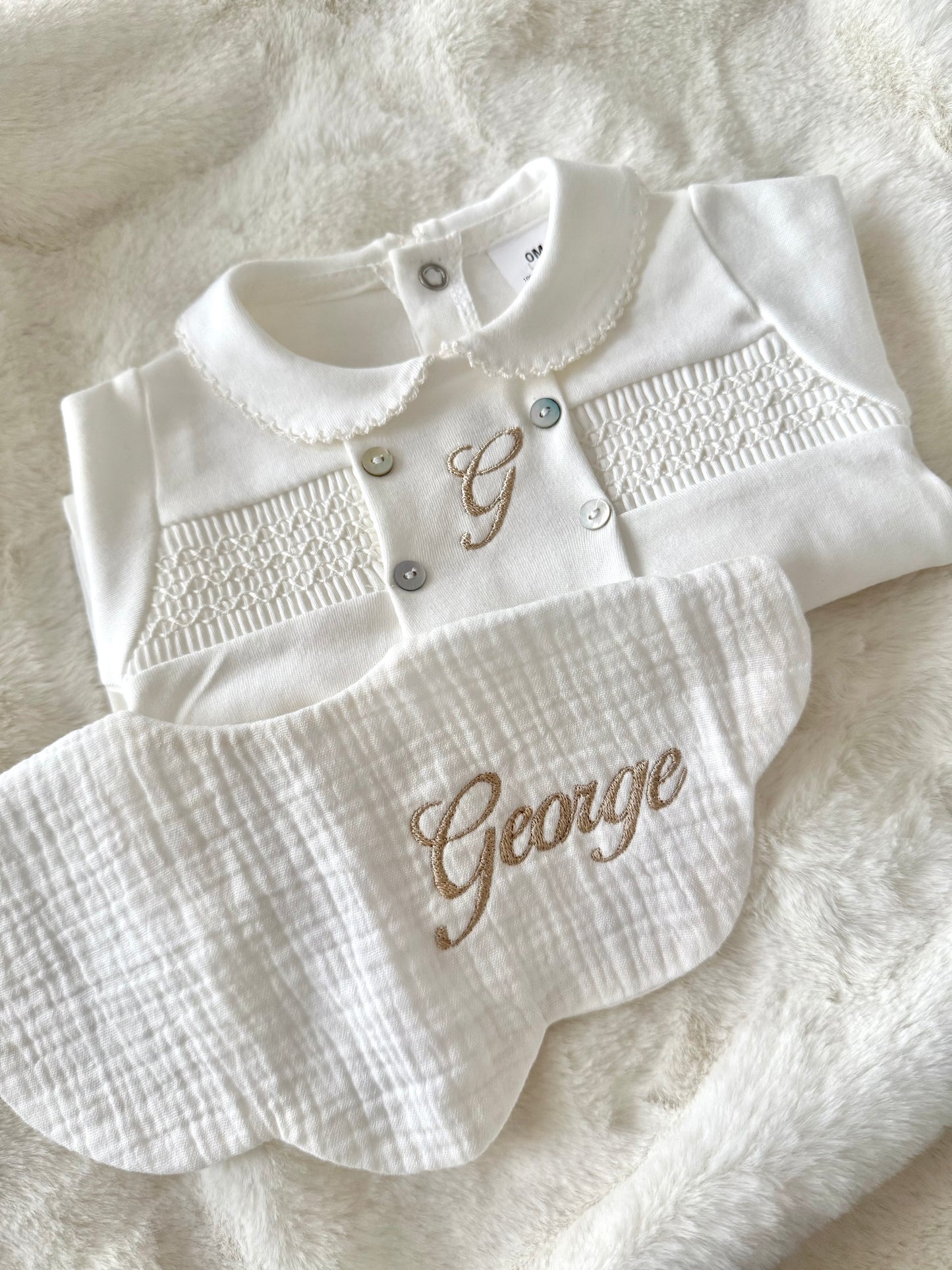 Pearly Smocked Sleepsuit