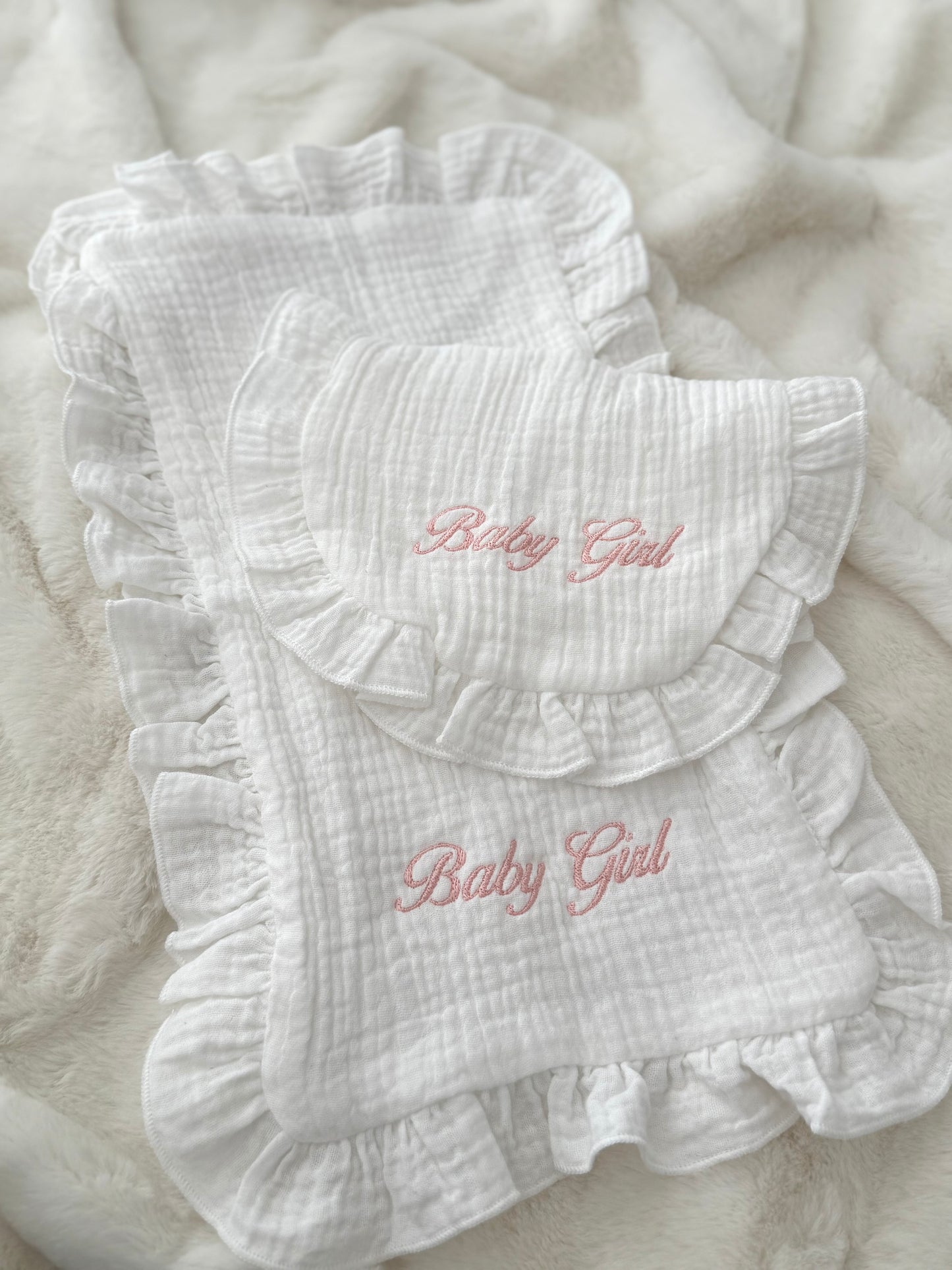 Baby Girl Frill Muslin & Bib Set
