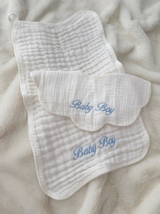 Baby Boy Muslin & Bib Set